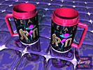 Click to view Head Spin Studio Coffee mugs on a fantasy tiled floor.
